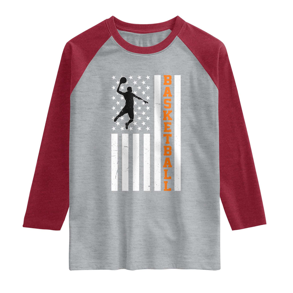 American Flag Basketball Raglan Shirt Patriotic Sports Lover Gift