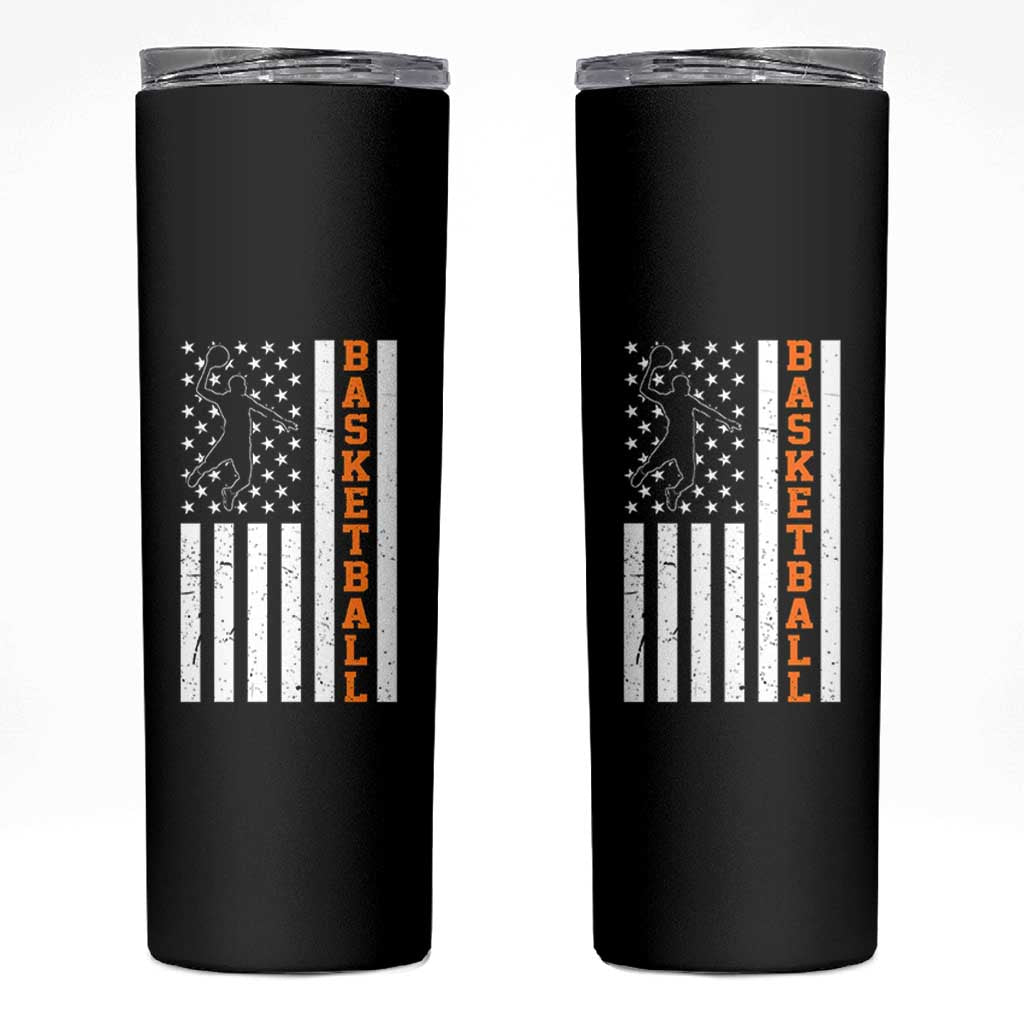 American Flag Basketball Skinny Tumbler Patriotic Sports Lover Gift