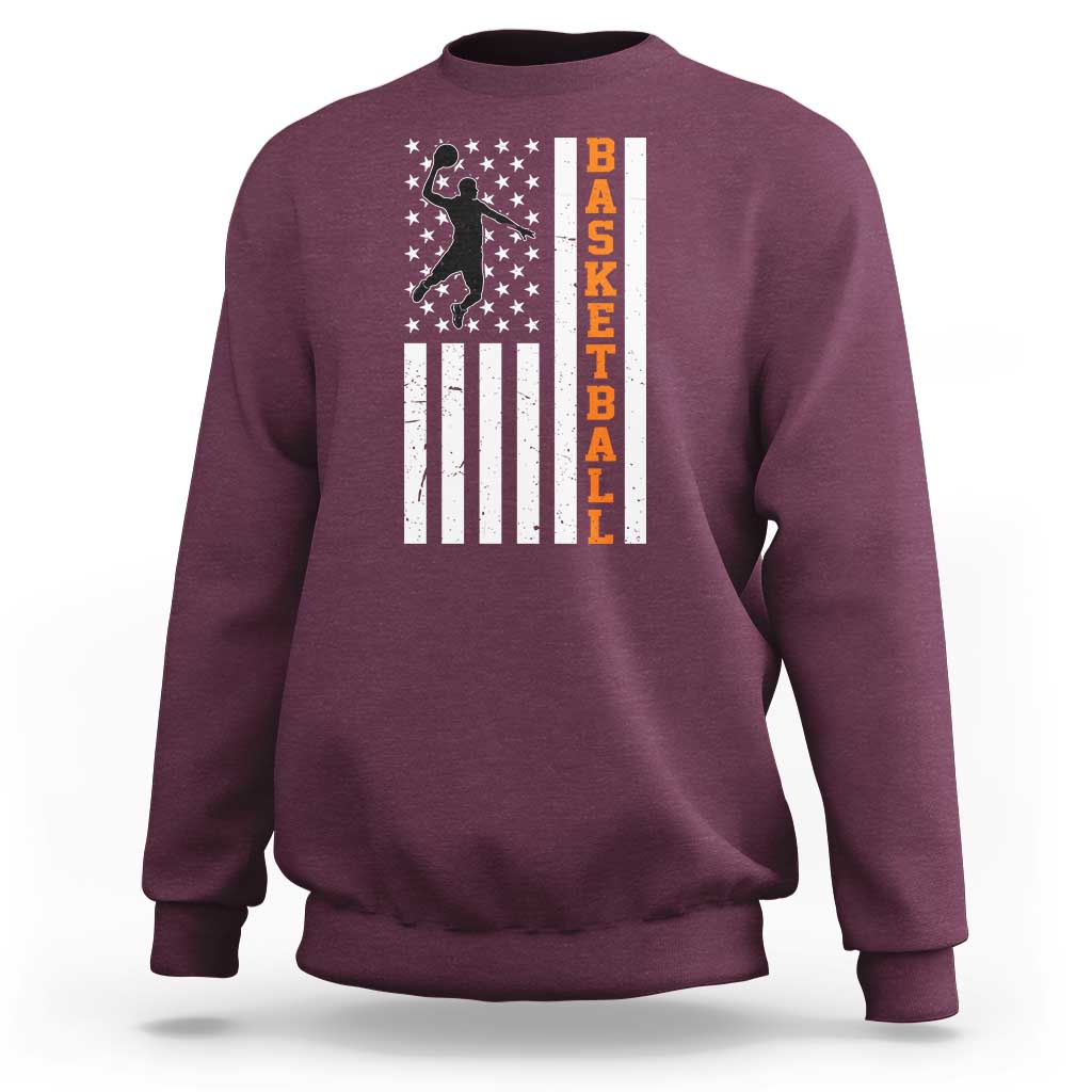 American Flag Basketball Sweatshirt Patriotic Sports Lover Gift