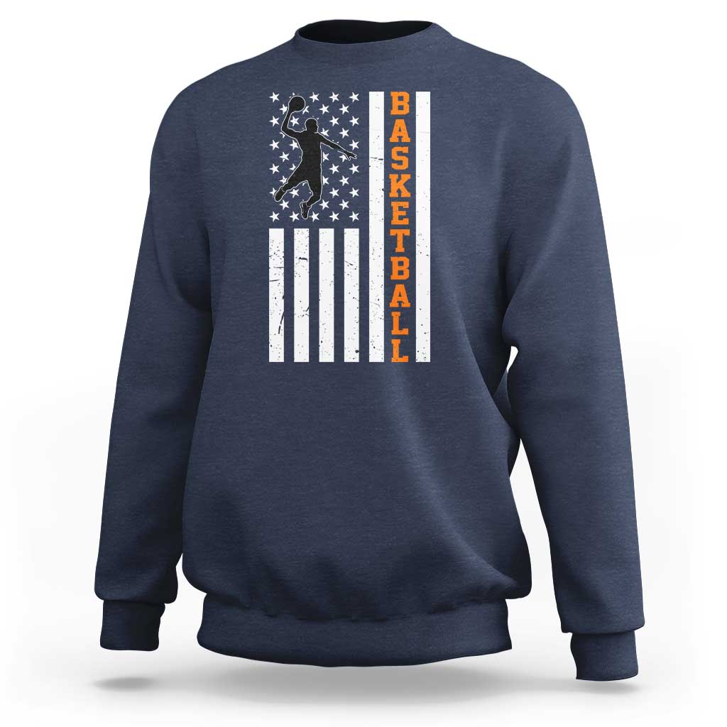American Flag Basketball Sweatshirt Patriotic Sports Lover Gift