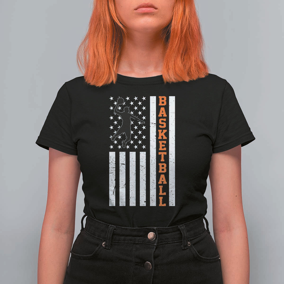 American Flag Basketball T Shirt For Women Patriotic Sports Lover Gift