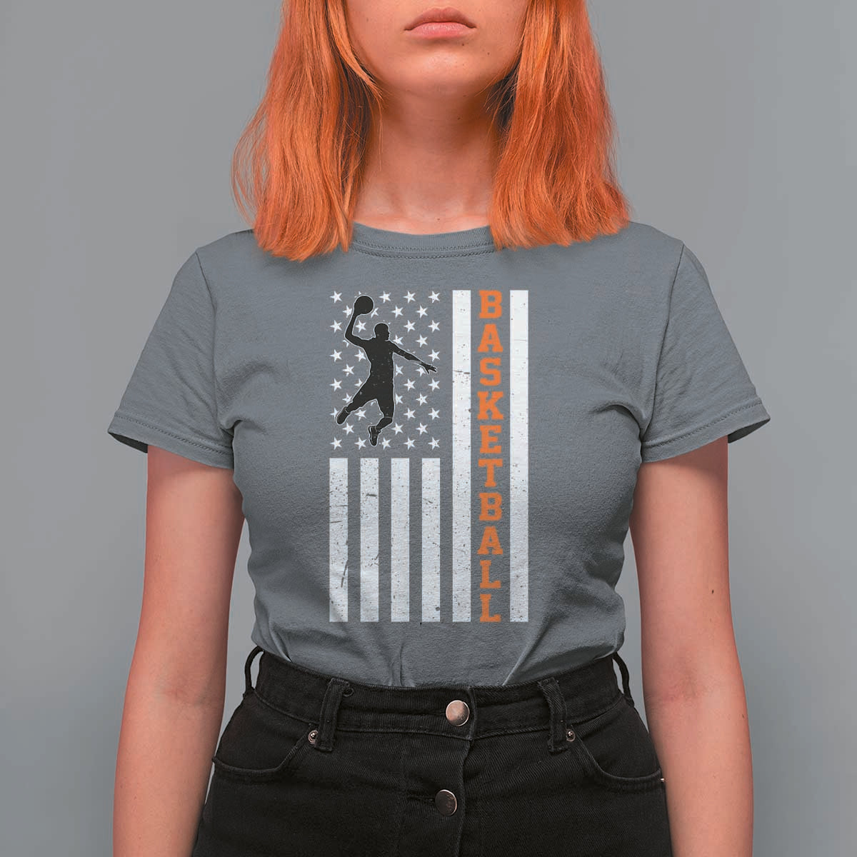 American Flag Basketball T Shirt For Women Patriotic Sports Lover Gift
