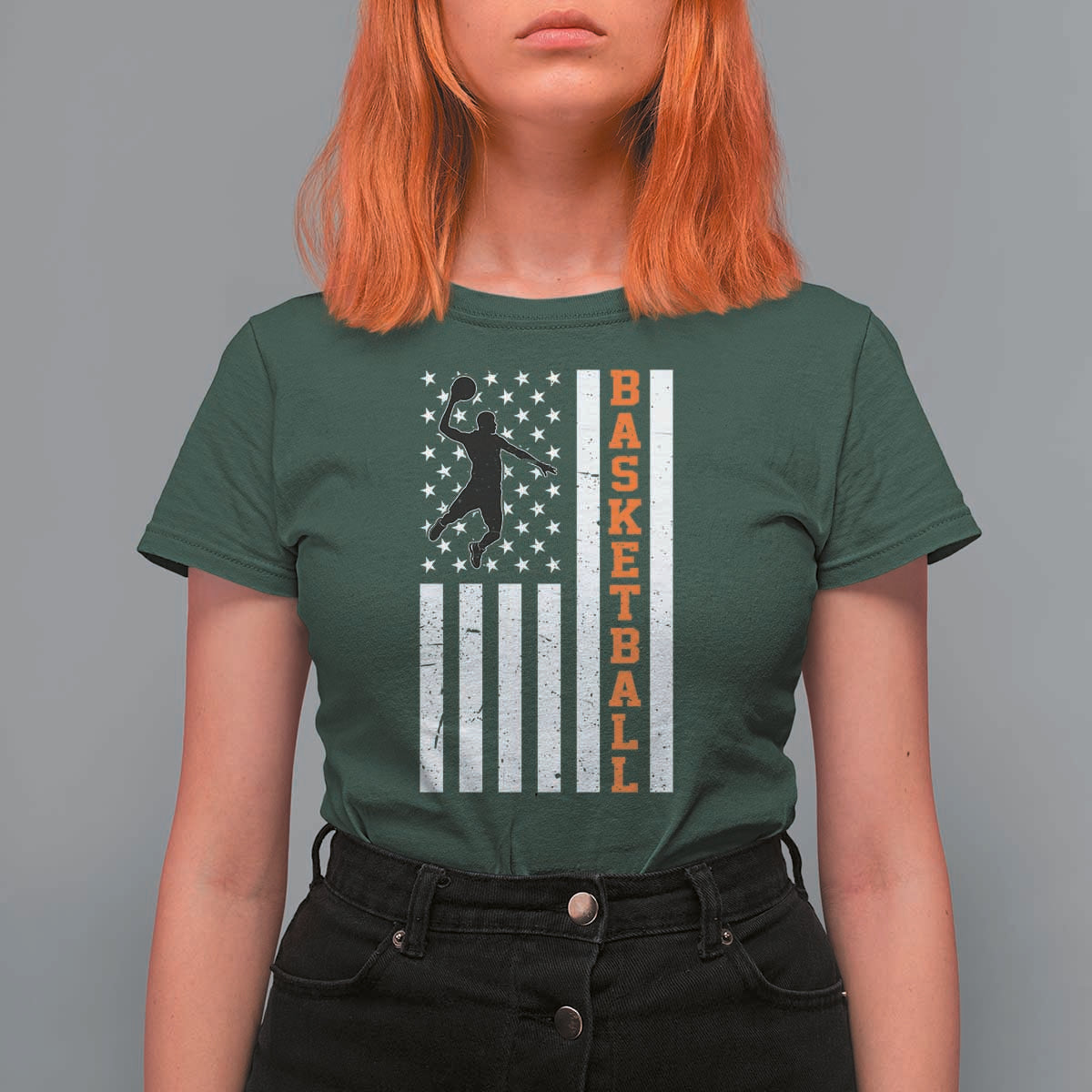 American Flag Basketball T Shirt For Women Patriotic Sports Lover Gift