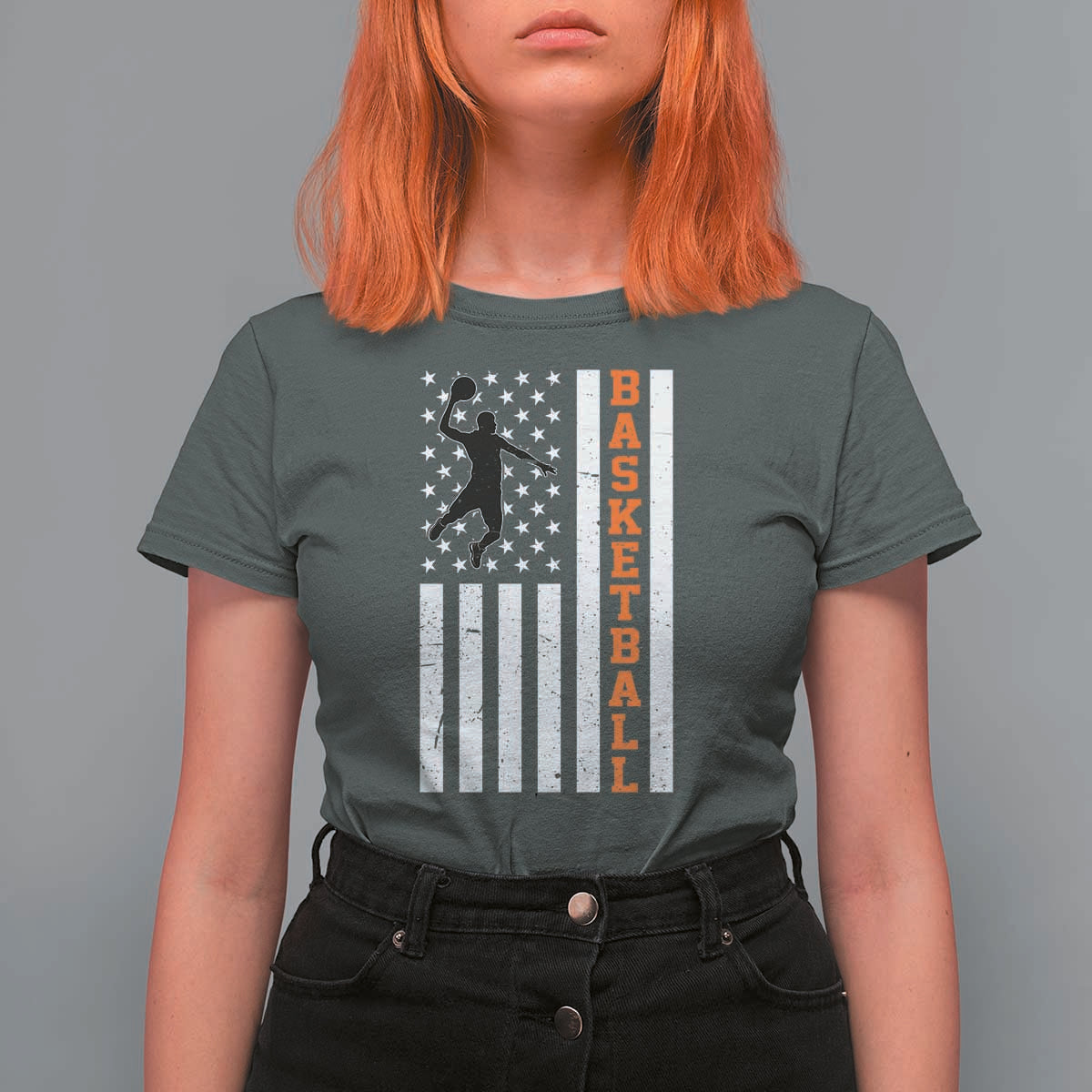 American Flag Basketball T Shirt For Women Patriotic Sports Lover Gift