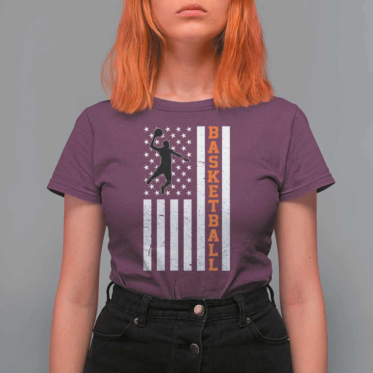 American Flag Basketball T Shirt For Women Patriotic Sports Lover Gift