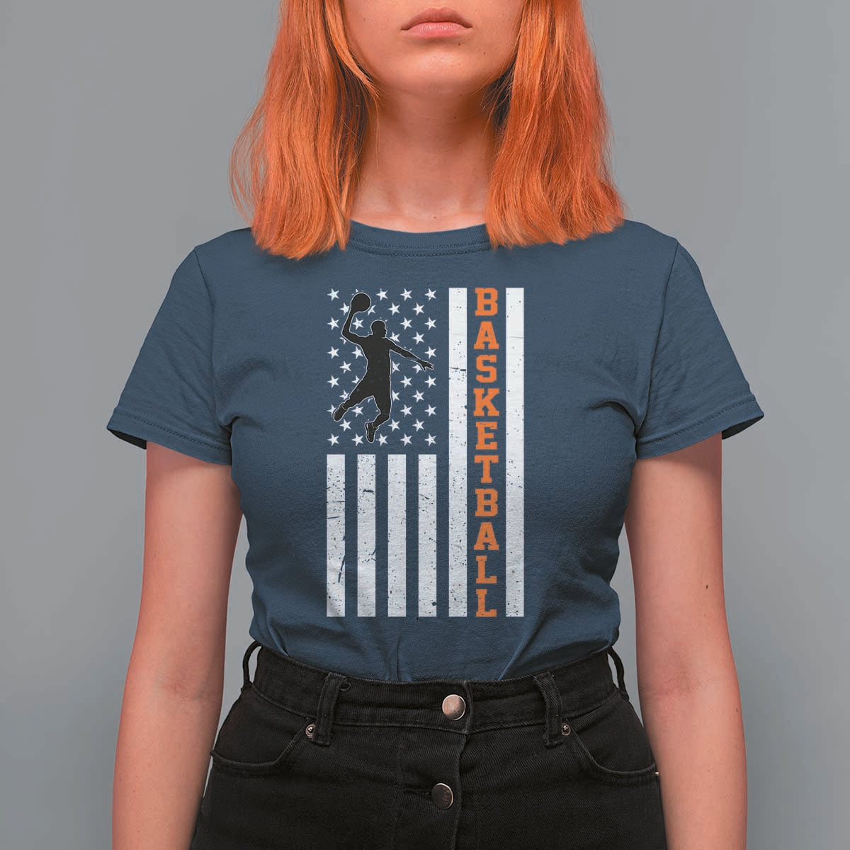 American Flag Basketball T Shirt For Women Patriotic Sports Lover Gift