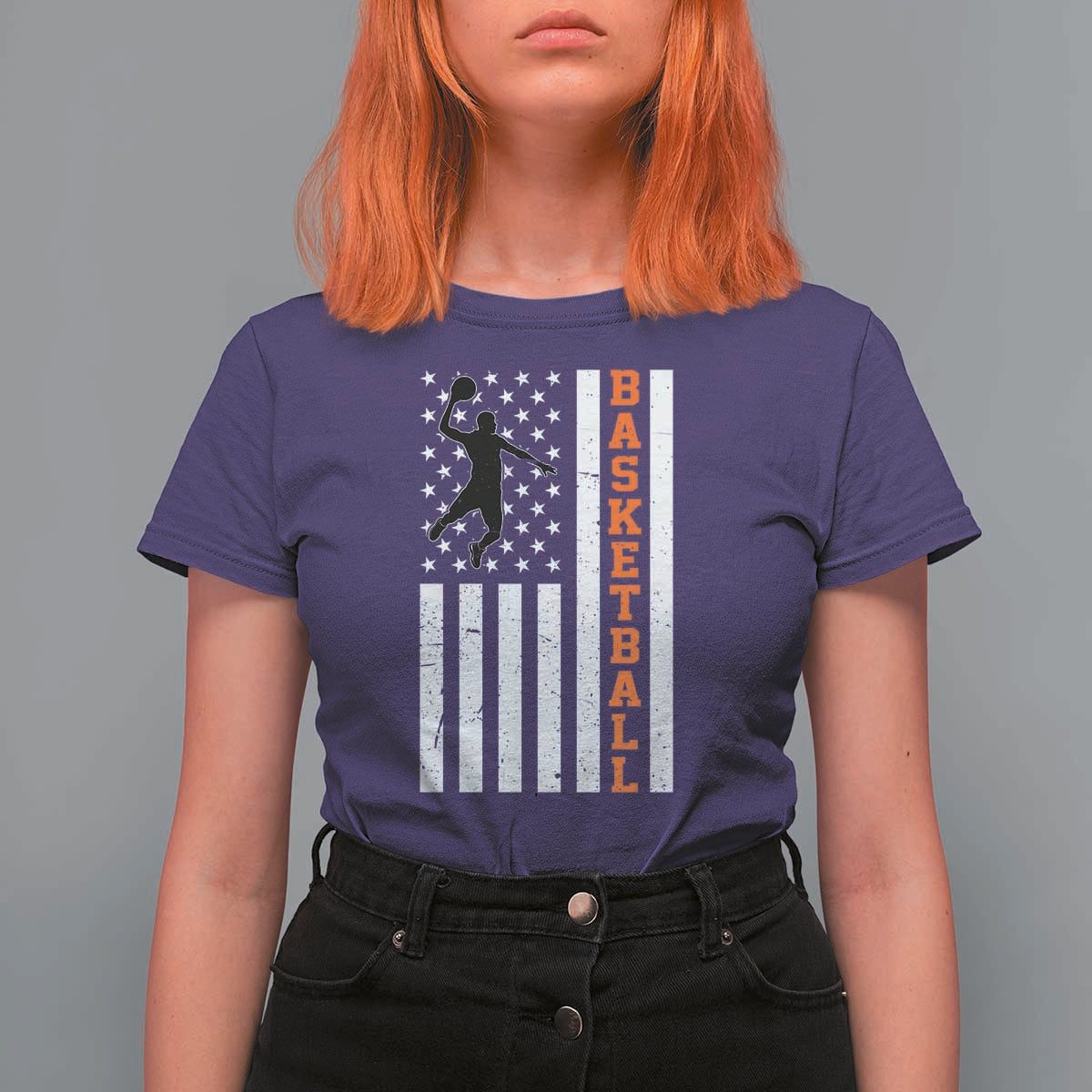 American Flag Basketball T Shirt For Women Patriotic Sports Lover Gift