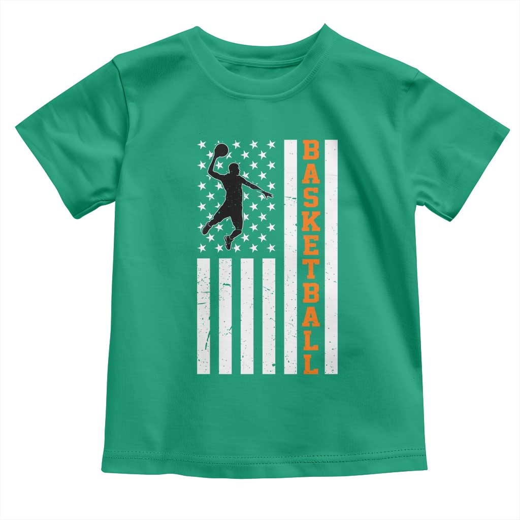 American Flag Basketball Toddler T Shirt Patriotic Sports Lover Gift