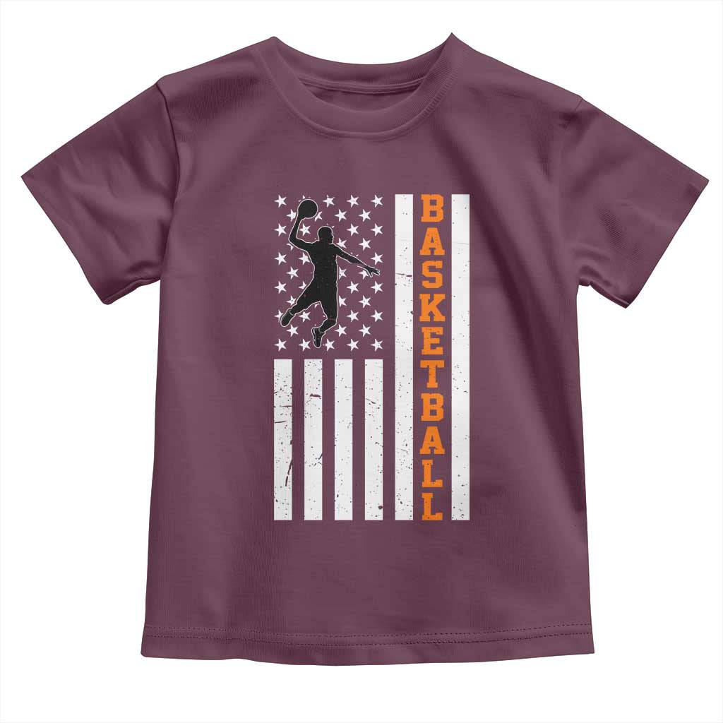 American Flag Basketball Toddler T Shirt Patriotic Sports Lover Gift