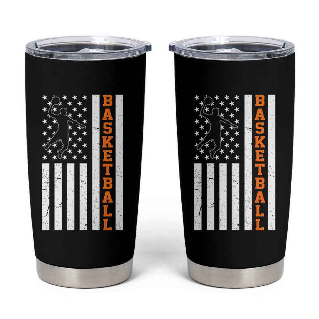 American Flag Basketball Tumbler Cup Patriotic Sports Lover Gift