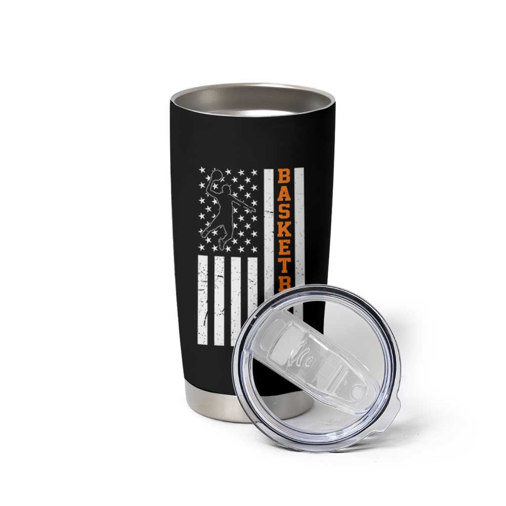American Flag Basketball Tumbler Cup Patriotic Sports Lover Gift