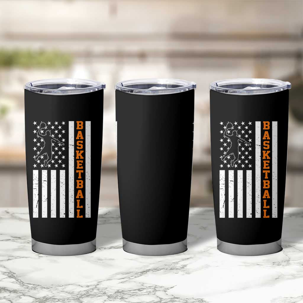 American Flag Basketball Tumbler Cup Patriotic Sports Lover Gift