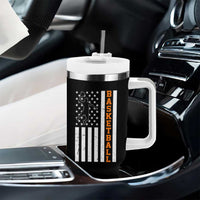 American Flag Basketball Tumbler With Handle Patriotic Sports Lover Gift