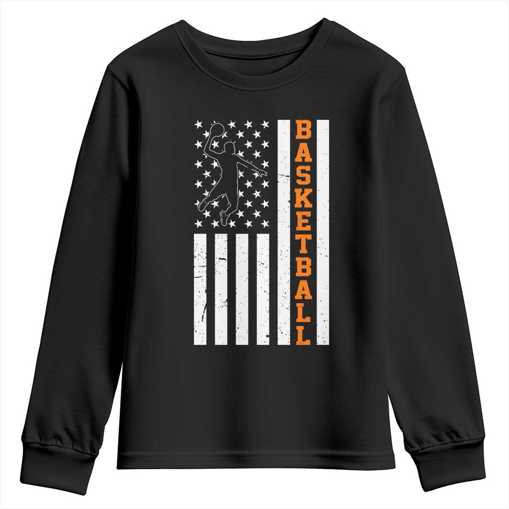 American Flag Basketball Youth Sweatshirt Patriotic Sports Lover Gift