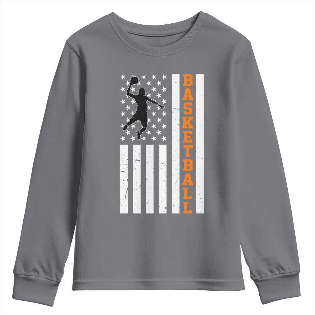 American Flag Basketball Youth Sweatshirt Patriotic Sports Lover Gift