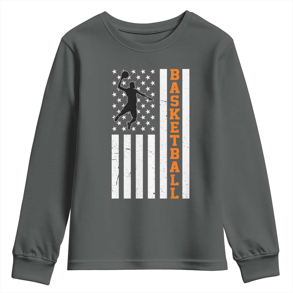 American Flag Basketball Youth Sweatshirt Patriotic Sports Lover Gift