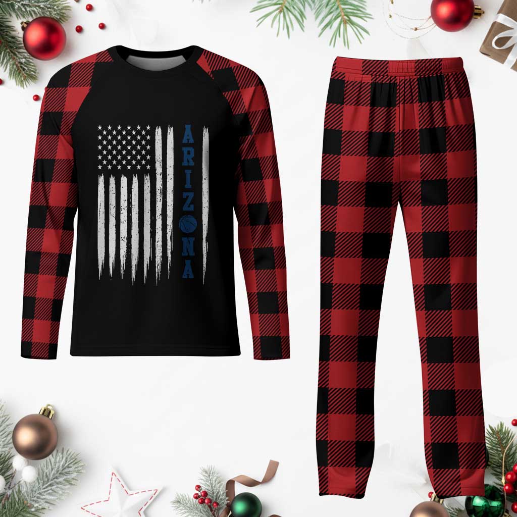 Arizona Patriotic Sports Plaid Pajama Set US Flag Basketball Player Gift