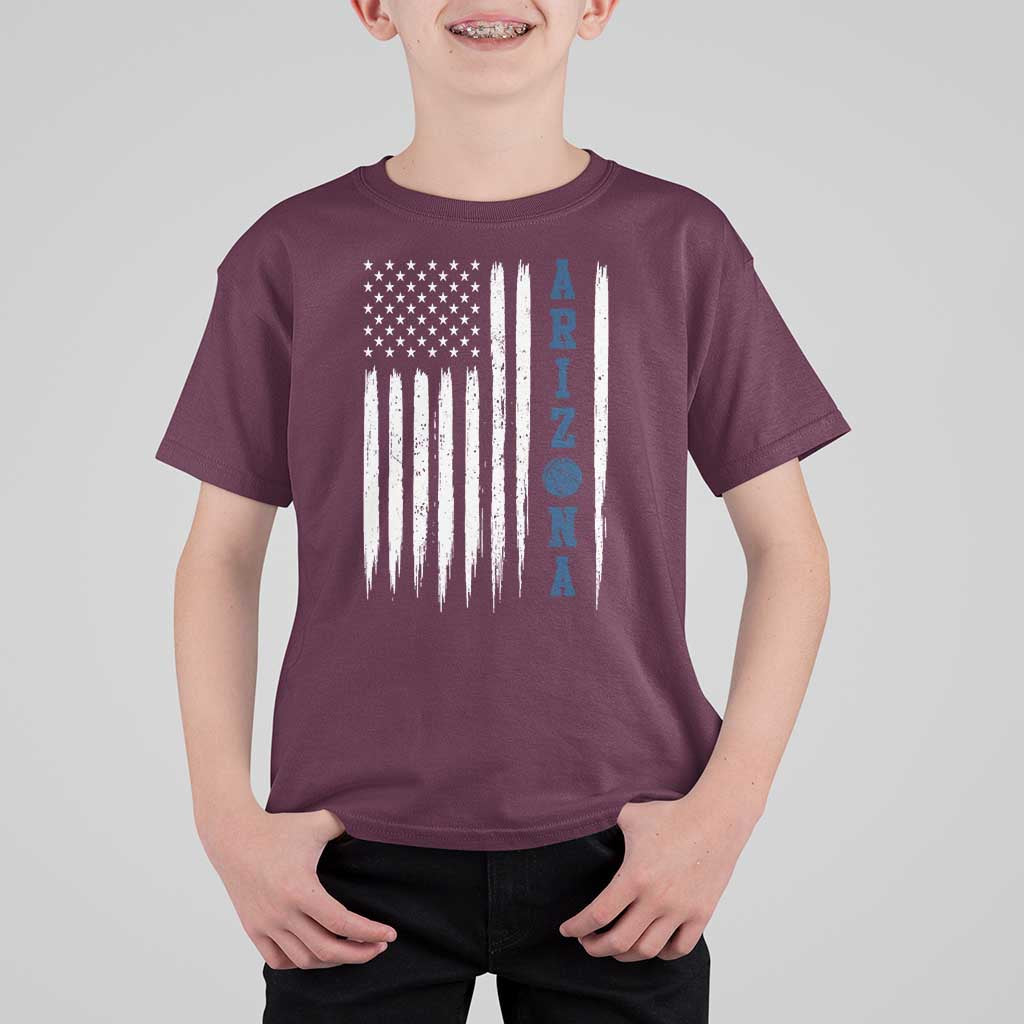 Arizona Patriotic Sports T Shirt For Kid US Flag Basketball Player Gift