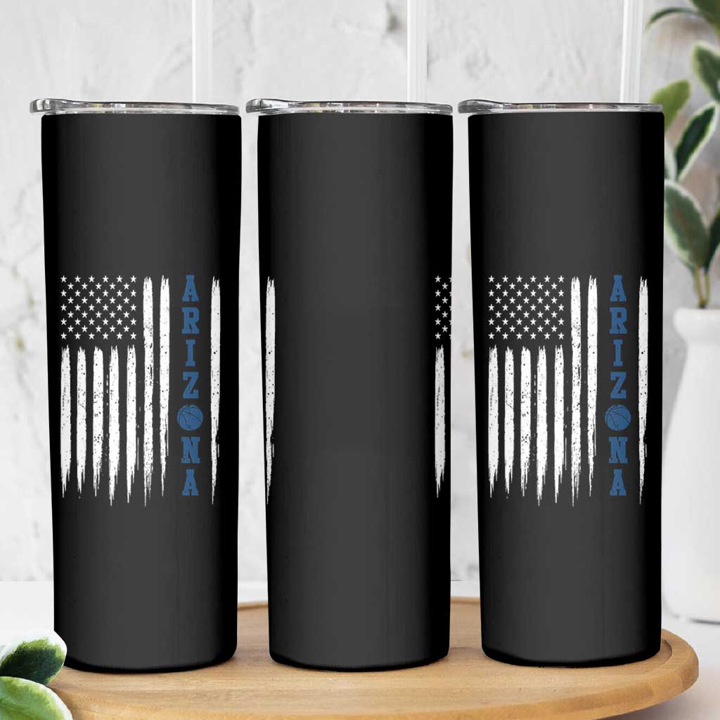 Arizona Patriotic Sports Skinny Tumbler US Flag Basketball Player Gift