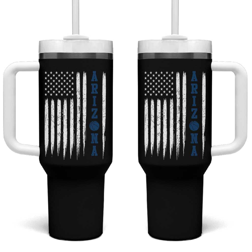 Arizona Patriotic Sports Tumbler With Handle US Flag Basketball Player Gift