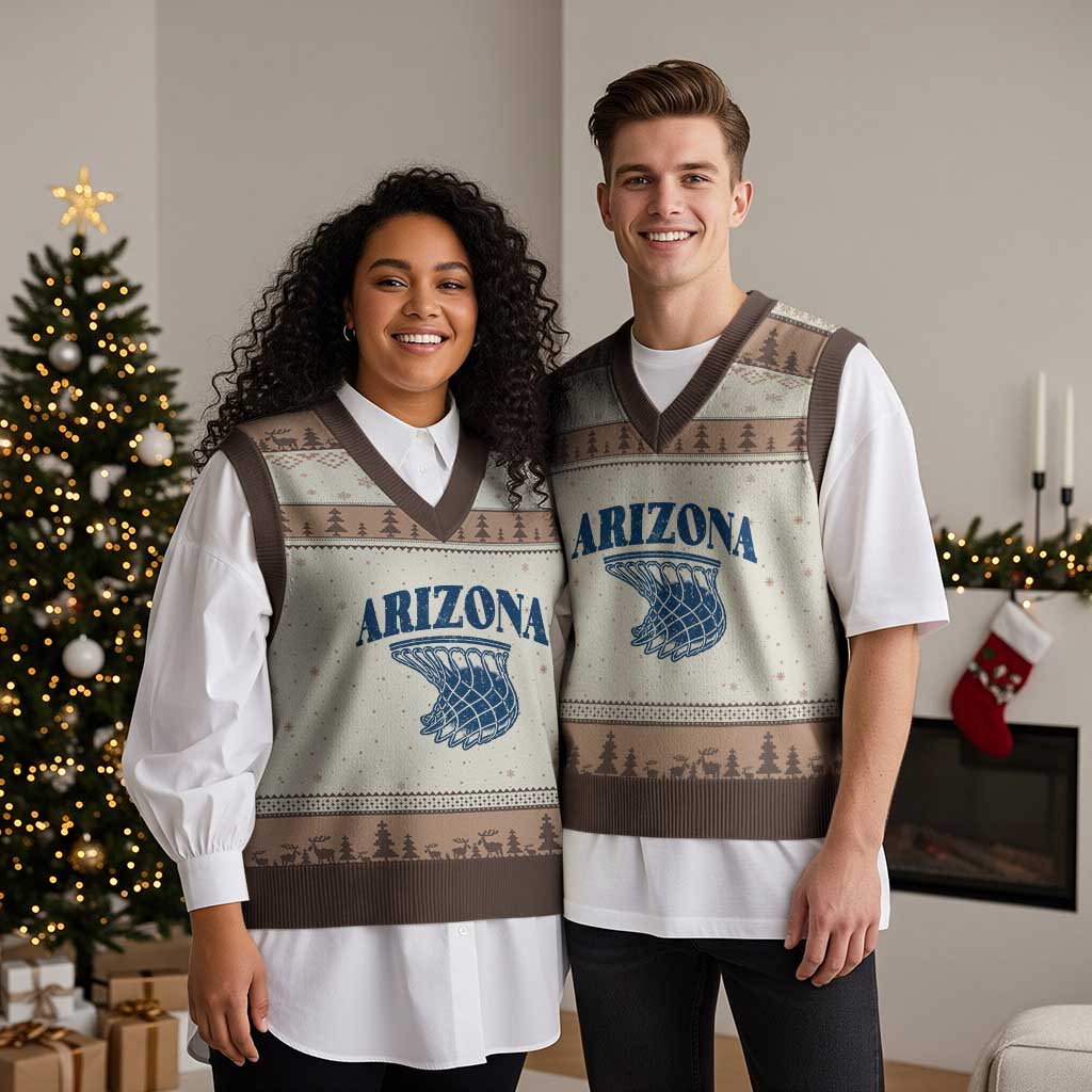 Arizona State Hoops Fan Gift V-Neck Knit Sweater Vest Basketball Lover
