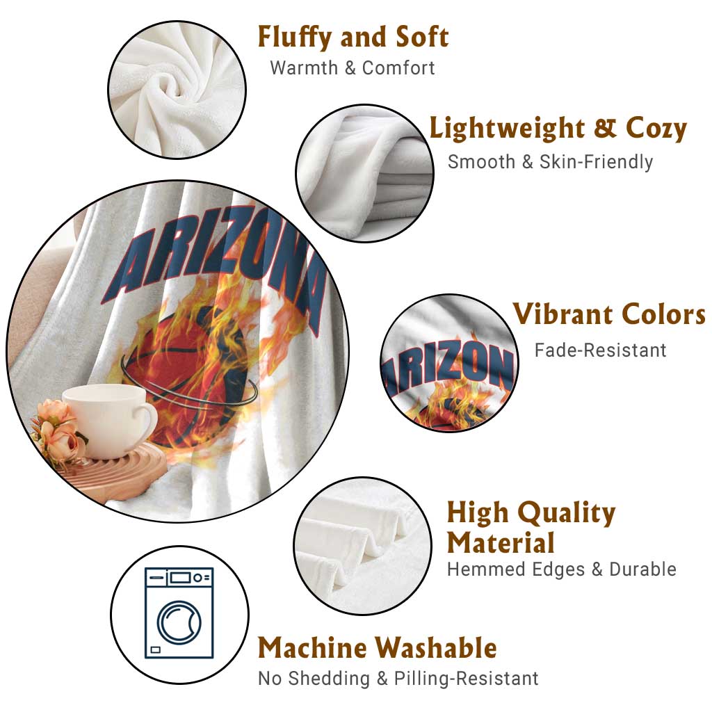 Arizona State Pride Throw Blanket Flaming Basketball Coach Gift