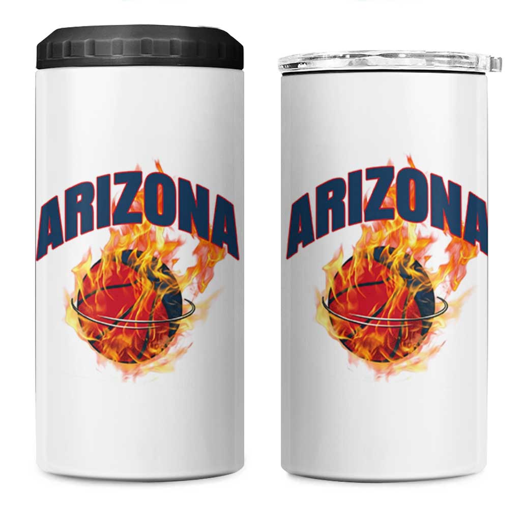 Arizona State Pride 4 in 1 Can Cooler Tumbler Flaming Basketball Coach Gift