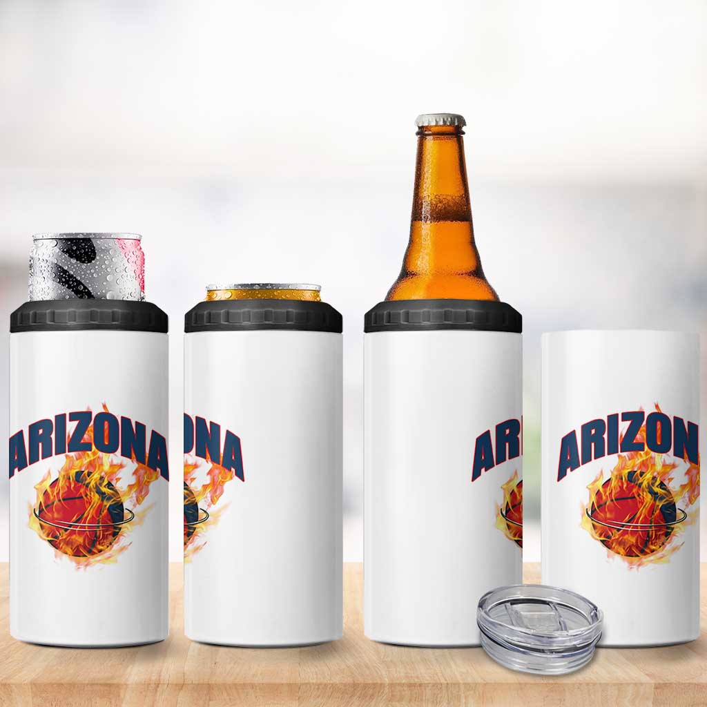 Arizona State Pride 4 in 1 Can Cooler Tumbler Flaming Basketball Coach Gift