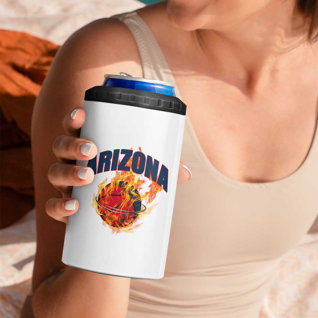 Arizona State Pride 4 in 1 Can Cooler Tumbler Flaming Basketball Coach Gift