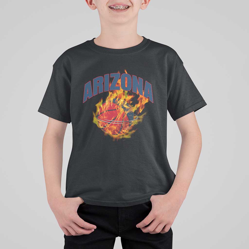 Arizona State Pride T Shirt For Kid Flaming Basketball Coach Gift