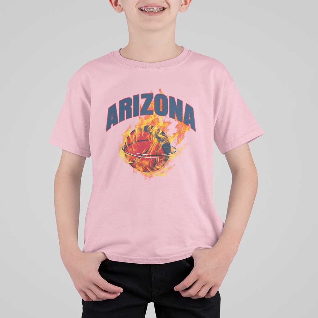 Arizona State Pride T Shirt For Kid Flaming Basketball Coach Gift