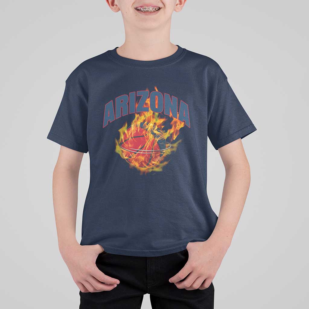 Arizona State Pride T Shirt For Kid Flaming Basketball Coach Gift