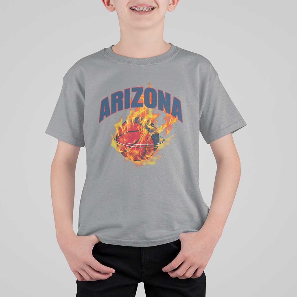Arizona State Pride T Shirt For Kid Flaming Basketball Coach Gift