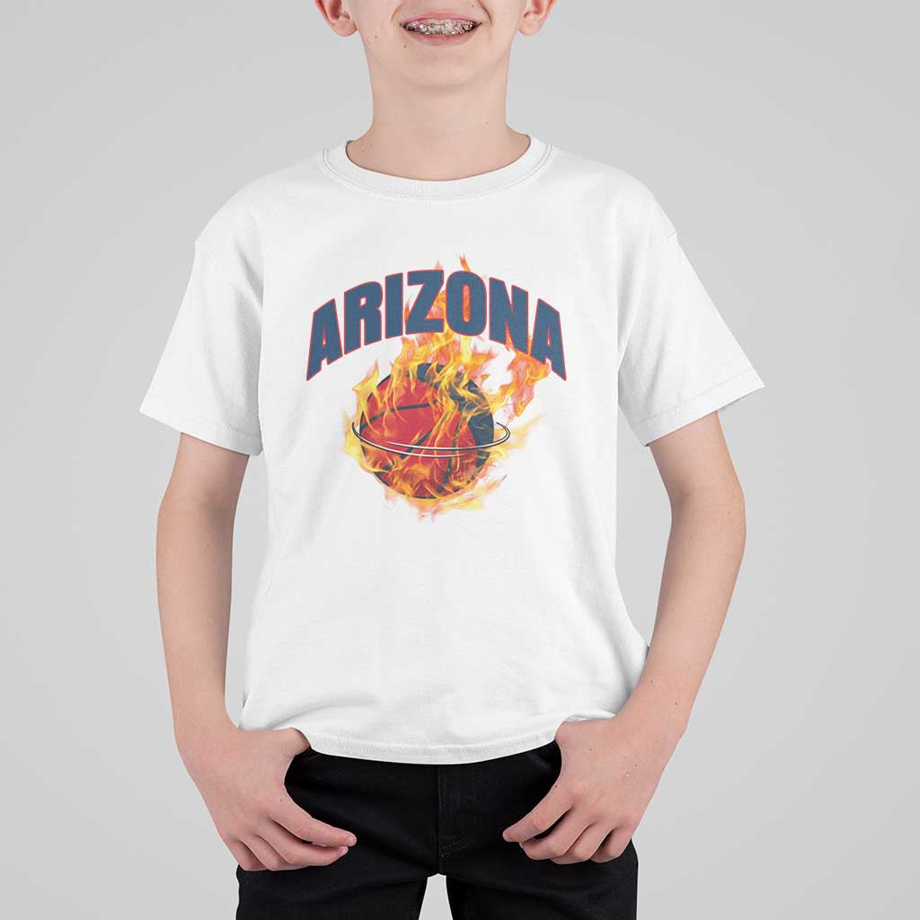 Arizona State Pride T Shirt For Kid Flaming Basketball Coach Gift