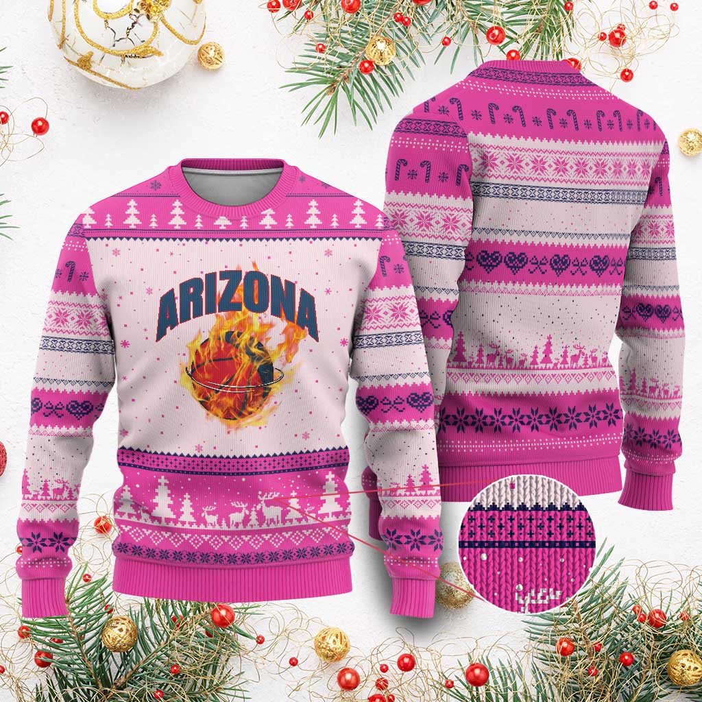 Arizona State Pride Ugly Christmas Sweater Flaming Basketball Coach Gift