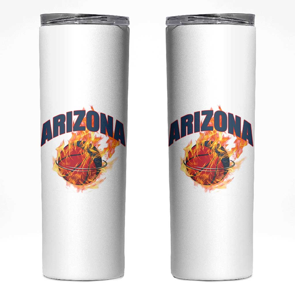 Arizona State Pride Skinny Tumbler Flaming Basketball Coach Gift