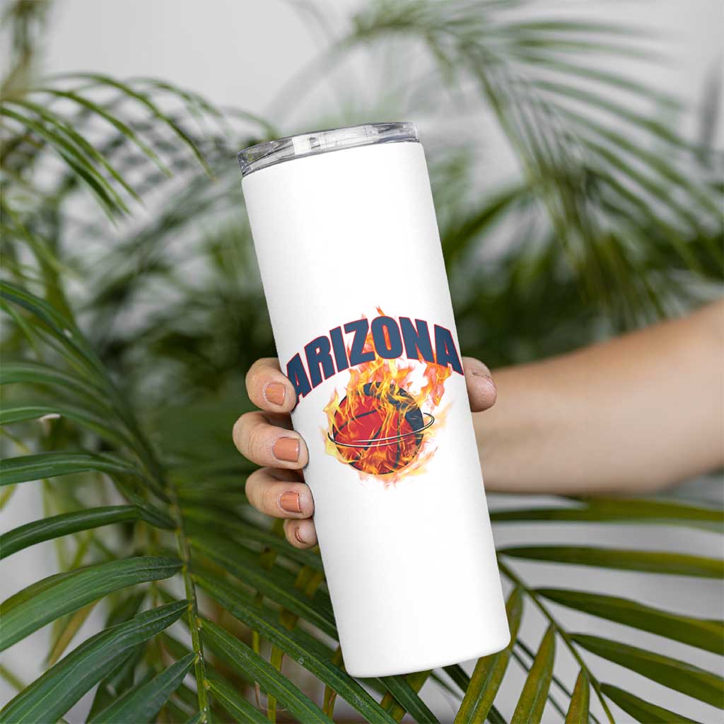 Arizona State Pride Skinny Tumbler Flaming Basketball Coach Gift