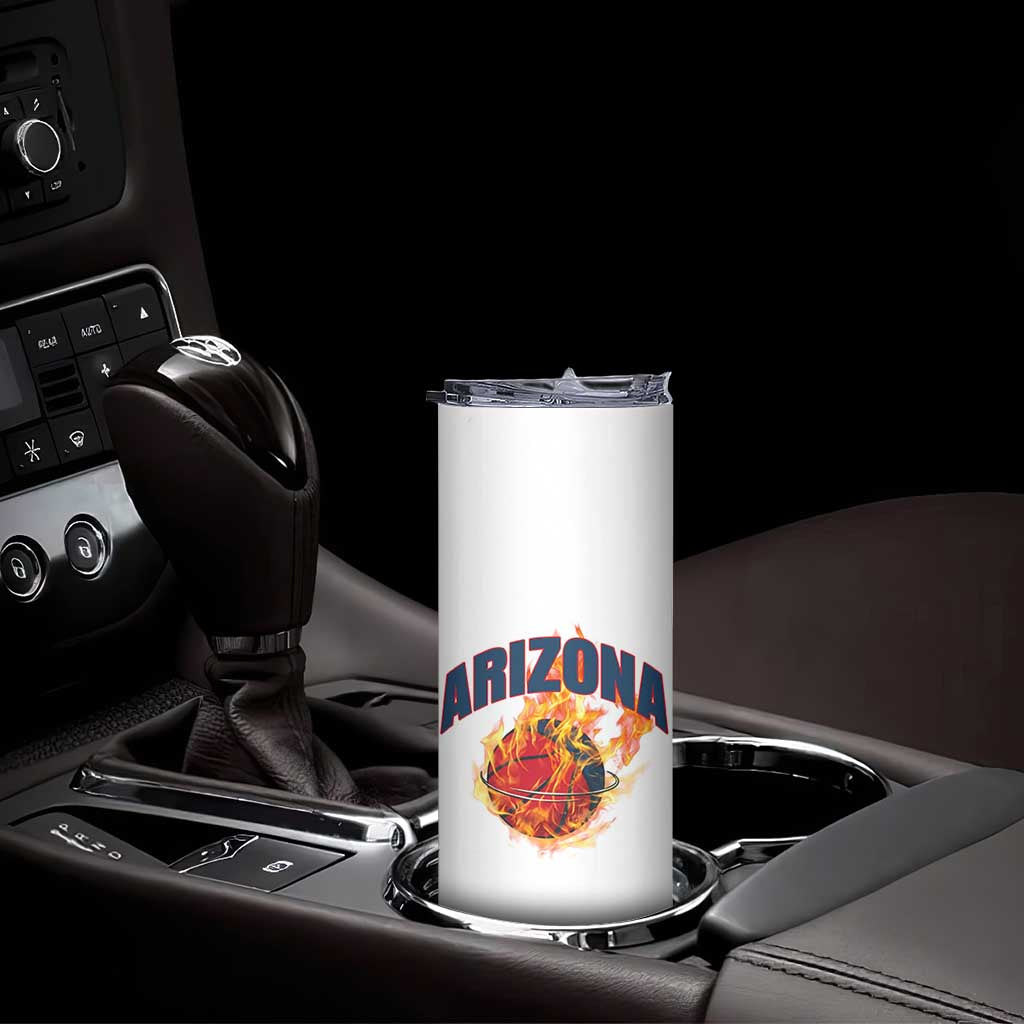 Arizona State Pride Skinny Tumbler Flaming Basketball Coach Gift