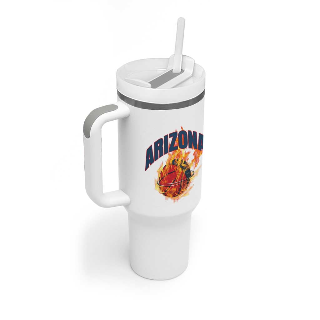 Arizona State Pride Tumbler With Handle Flaming Basketball Coach Gift