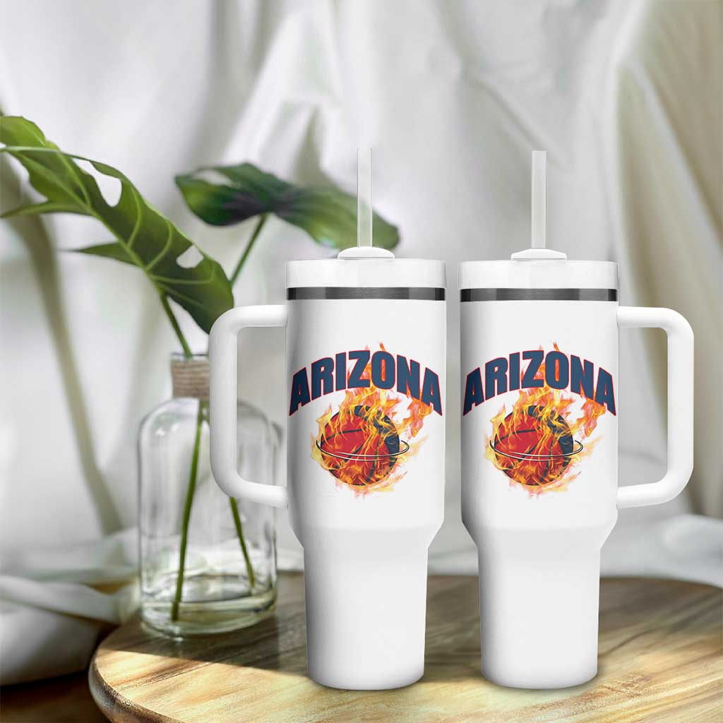 Arizona State Pride Tumbler With Handle Flaming Basketball Coach Gift
