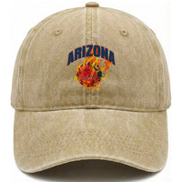 Arizona State Pride Washed Cotton Baseball Cap Flaming Basketball Coach Gift