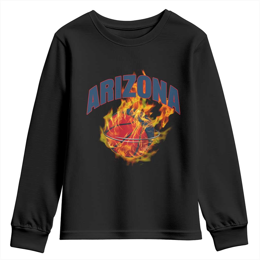 Arizona State Pride Youth Sweatshirt Flaming Basketball Coach Gift