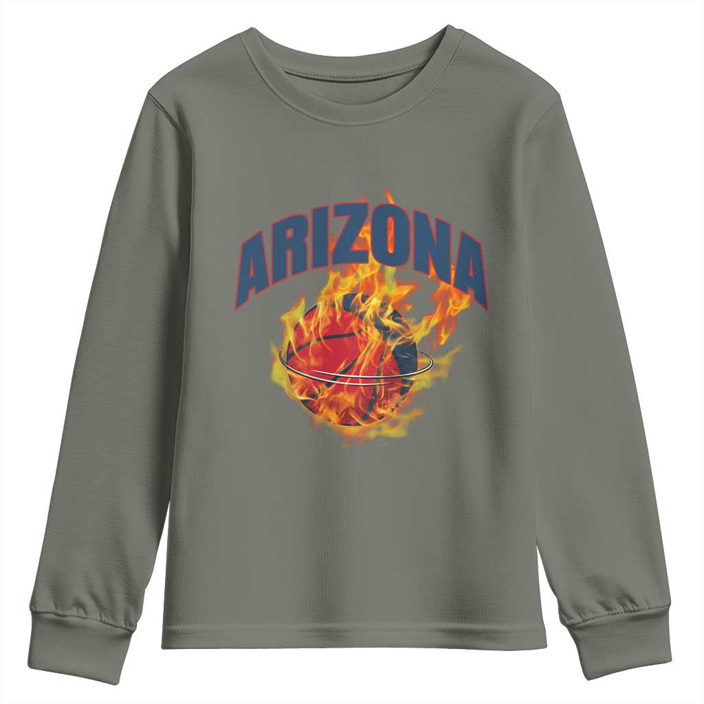 Arizona State Pride Youth Sweatshirt Flaming Basketball Coach Gift