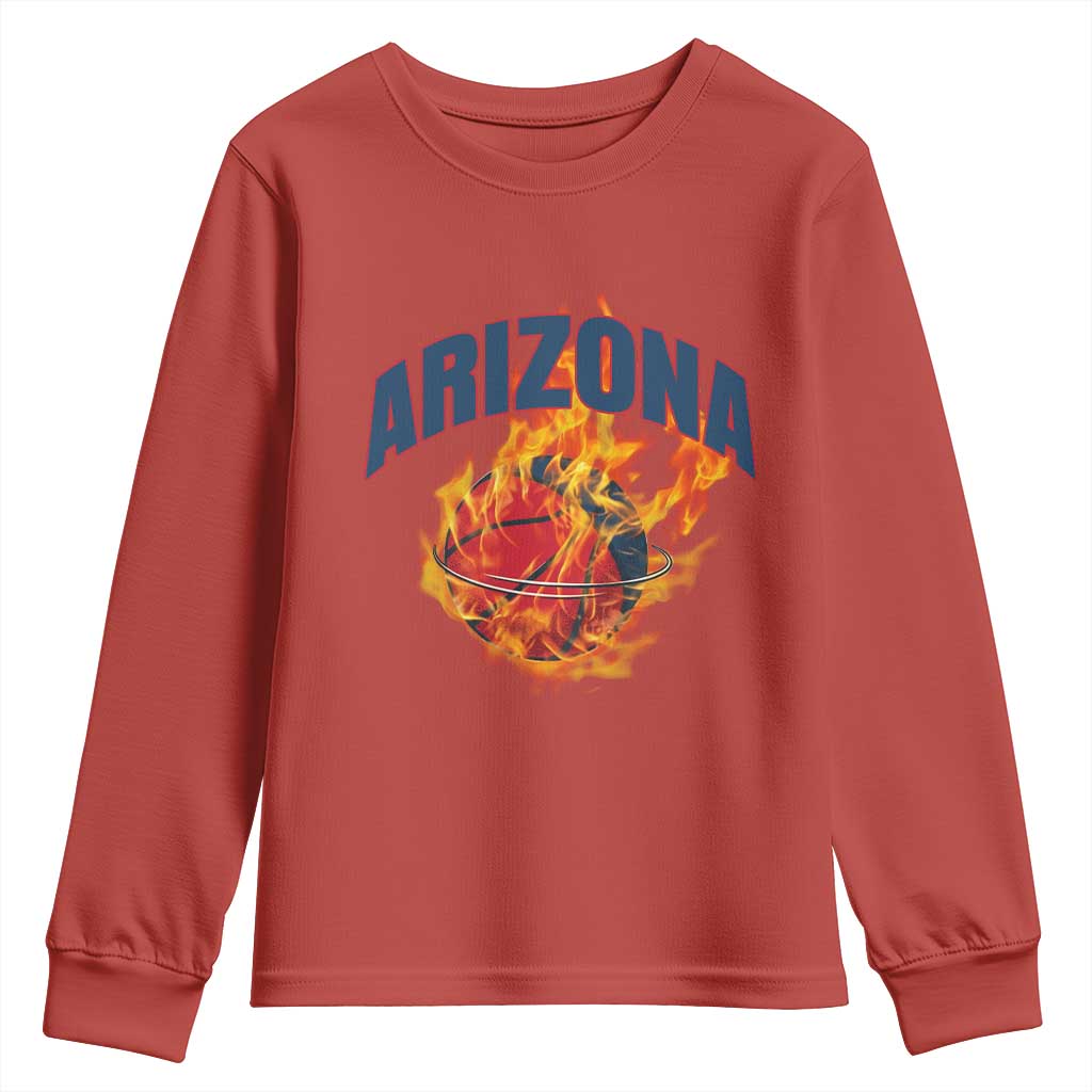 Arizona State Pride Youth Sweatshirt Flaming Basketball Coach Gift