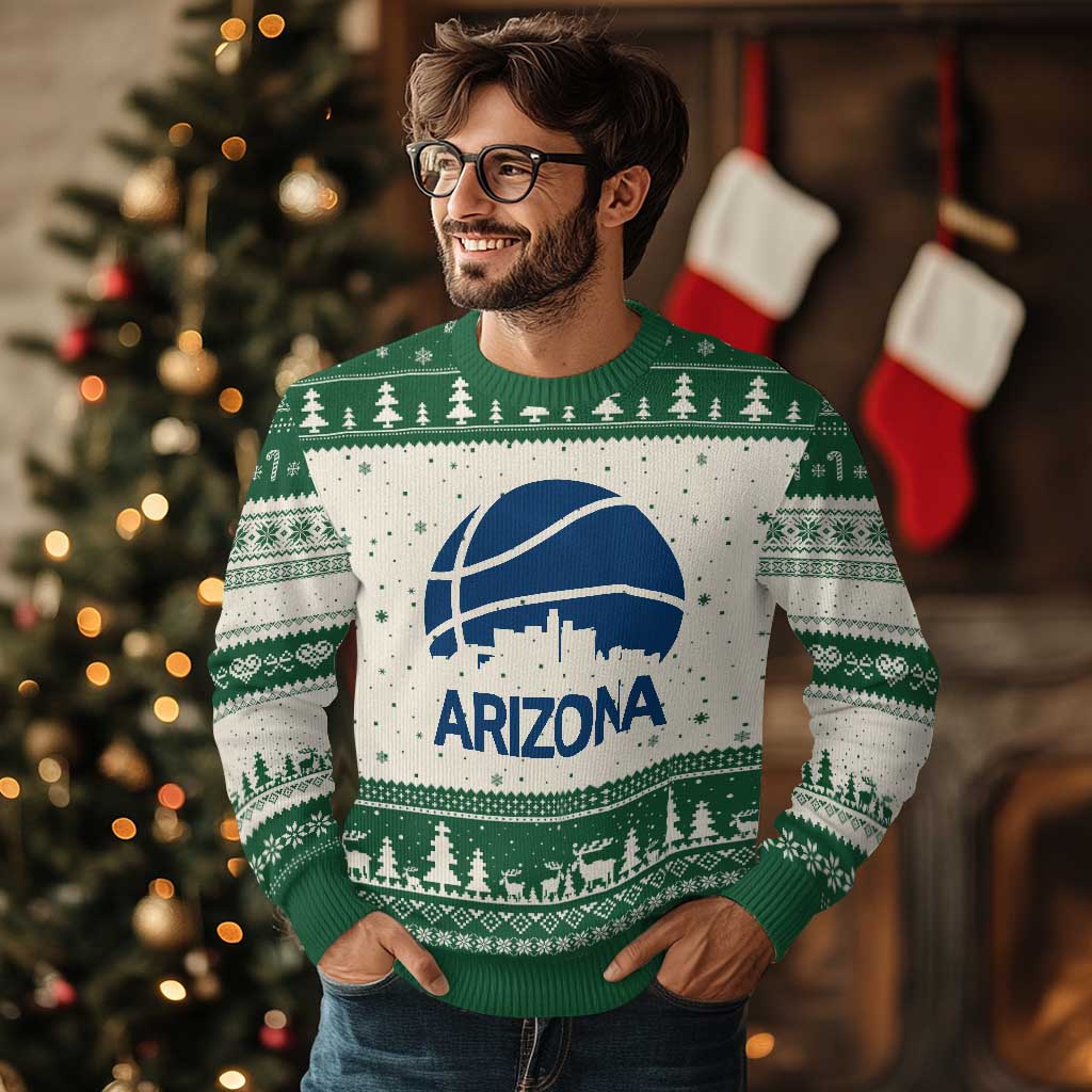 Arizona Skyline Pride Ugly Christmas Sweater Gift For Basketball Fan