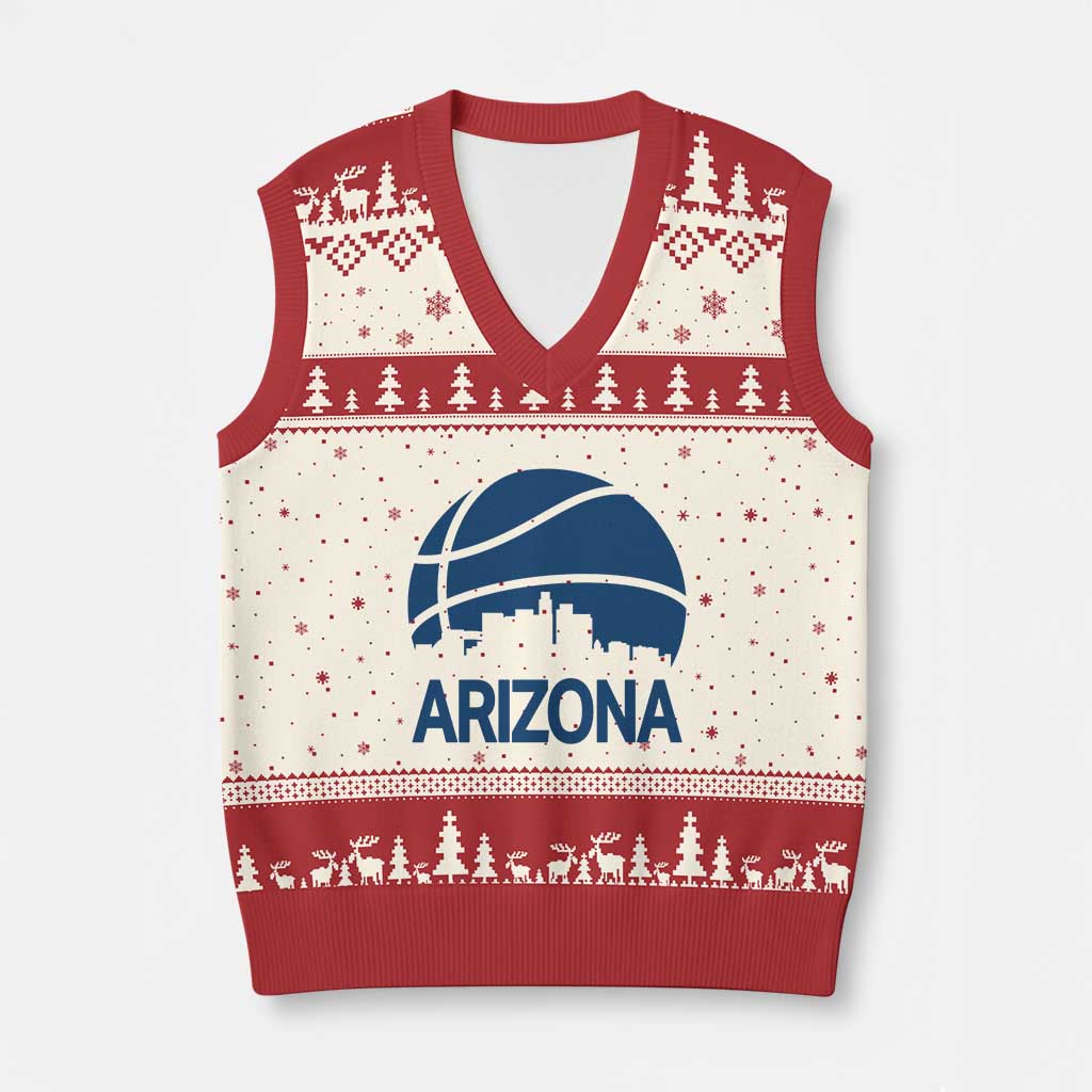 Arizona Skyline Pride V-Neck Knit Sweater Vest Gift For Basketball Fan