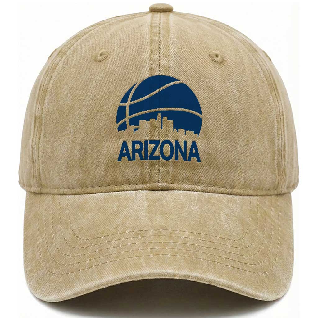 Arizona Skyline Pride Washed Cotton Baseball Cap Gift For Basketball Fan