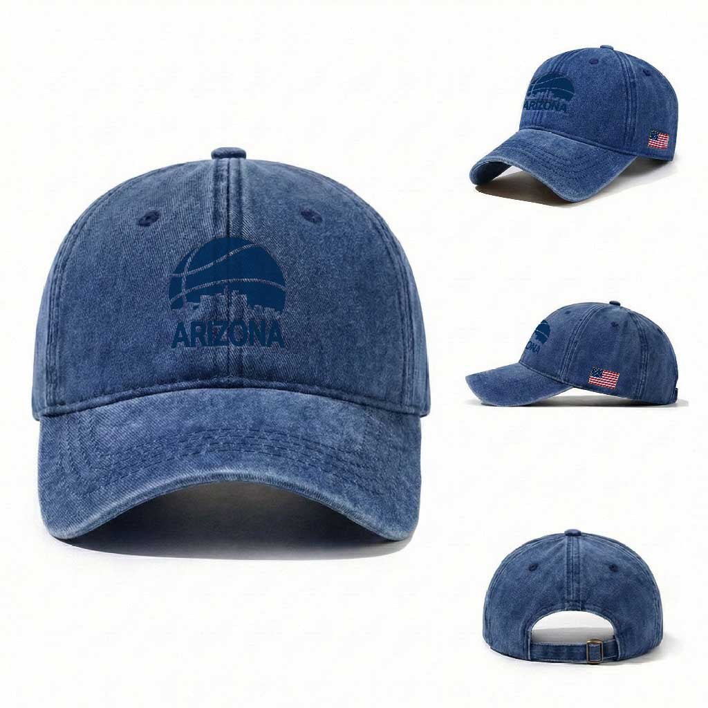 Arizona Skyline Pride Washed Cotton Baseball Cap Gift For Basketball Fan