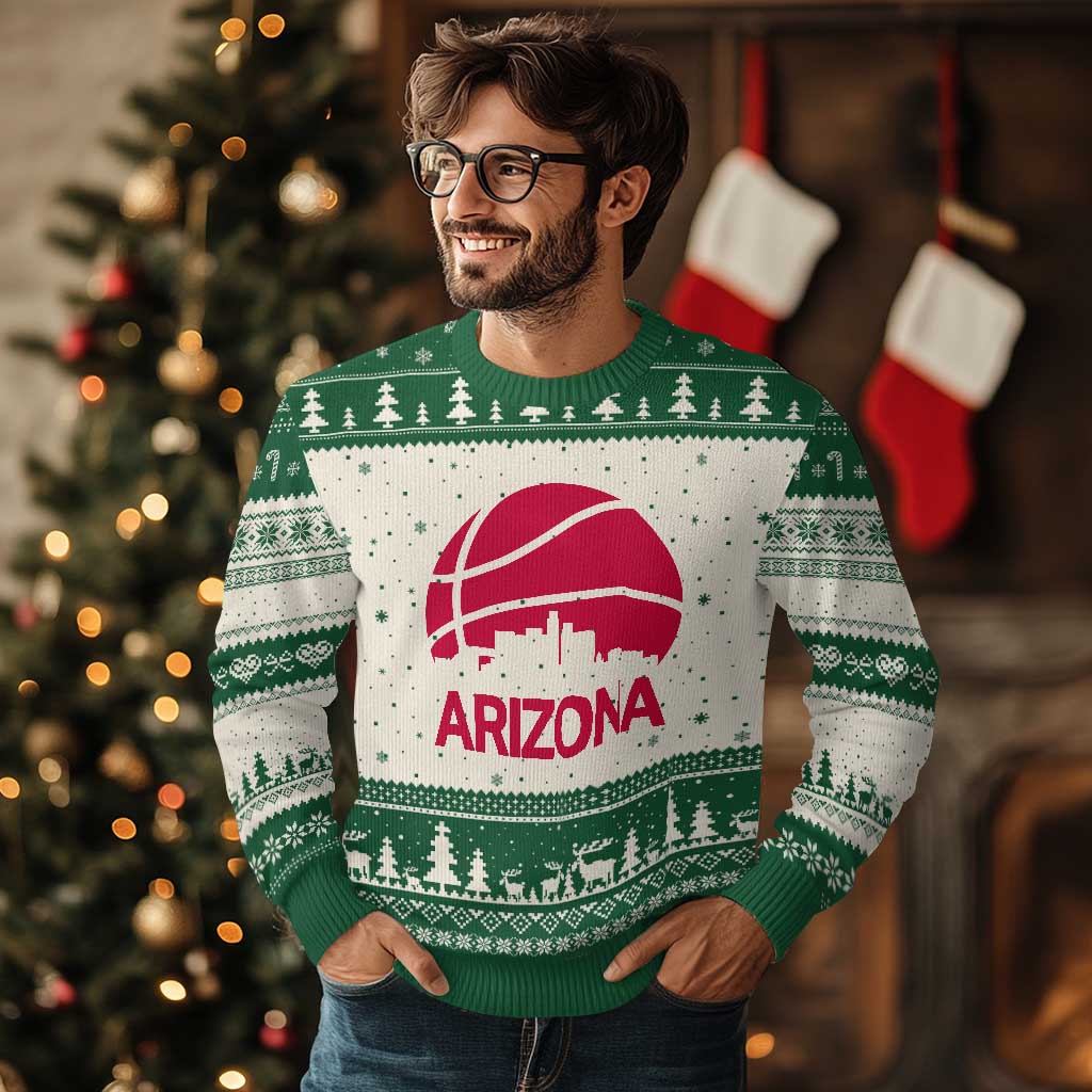 Arizona Skyline State Pride Ugly Christmas Sweater Modern Urban Hoops Basketball