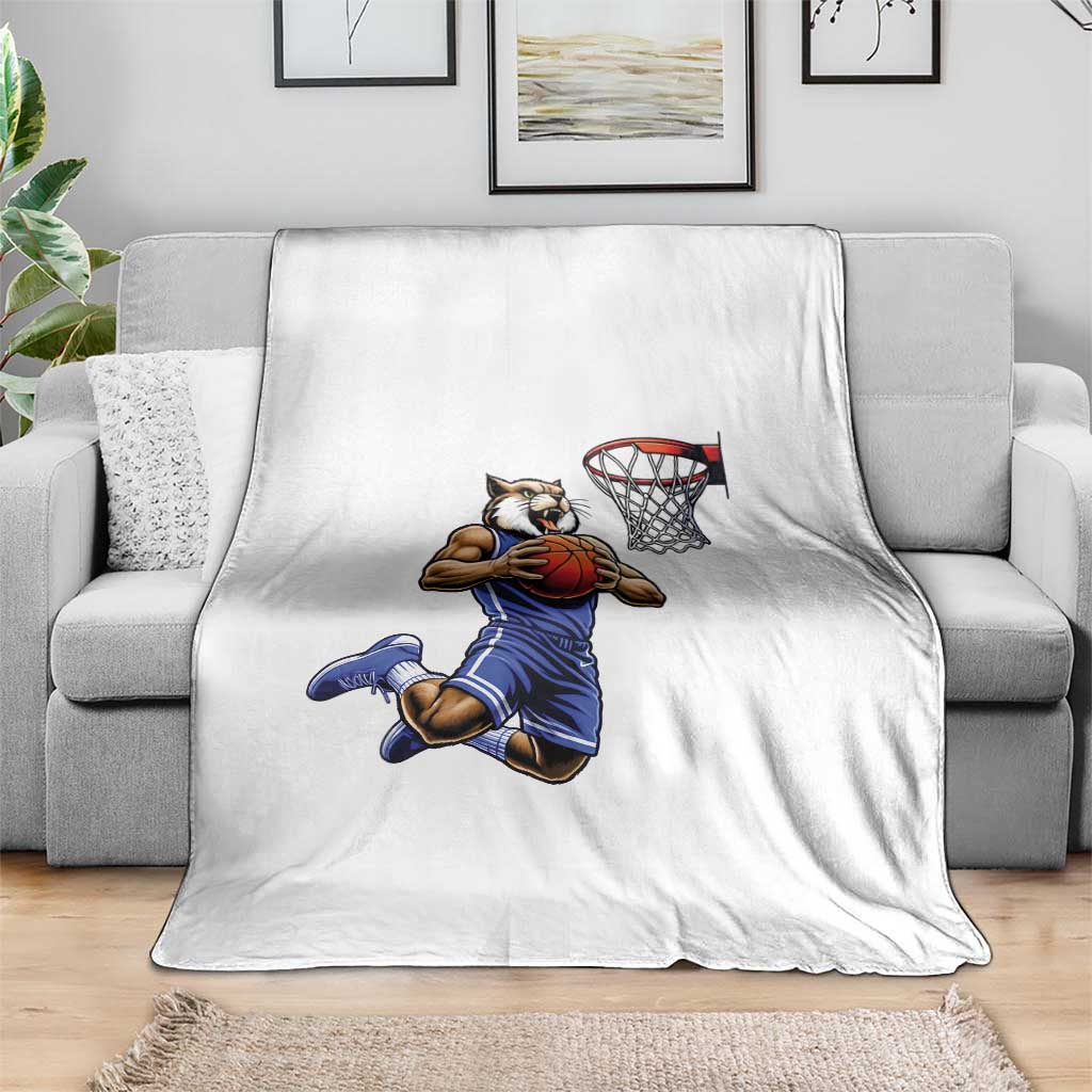 Funny Wildcat Dunking Basketball Throw Blanket Gift For Sports Fan